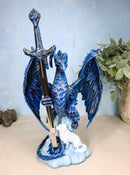 Blue Midnight Alpha Blade Dragon And White Wolf Figurine W/ Letter Opener Sword