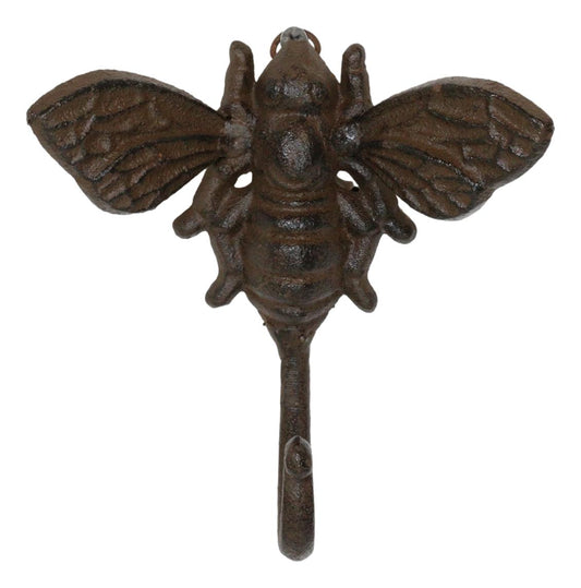 Set Of 2 Rustic Cast Iron Cottage Busy Bumblebee Insect Bee Wall Hooks Organizer - Ebros Gift
