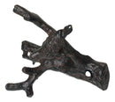 Set of 2 Cast Iron Rustic Bird Perching On Twig Branches 2-Pegs Wall Hooks