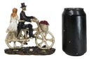 Wedding Skeletons Bride And Groom Riding Skeletal Bones Roses Bicycle Figurine