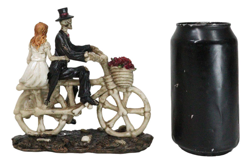 Wedding Skeletons Bride And Groom Riding Skeletal Bones Roses Bicycle Figurine