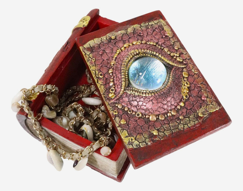 Celtic Knotwork Eye Of The Dragon With Scales Red Trinket Book Box Figurine