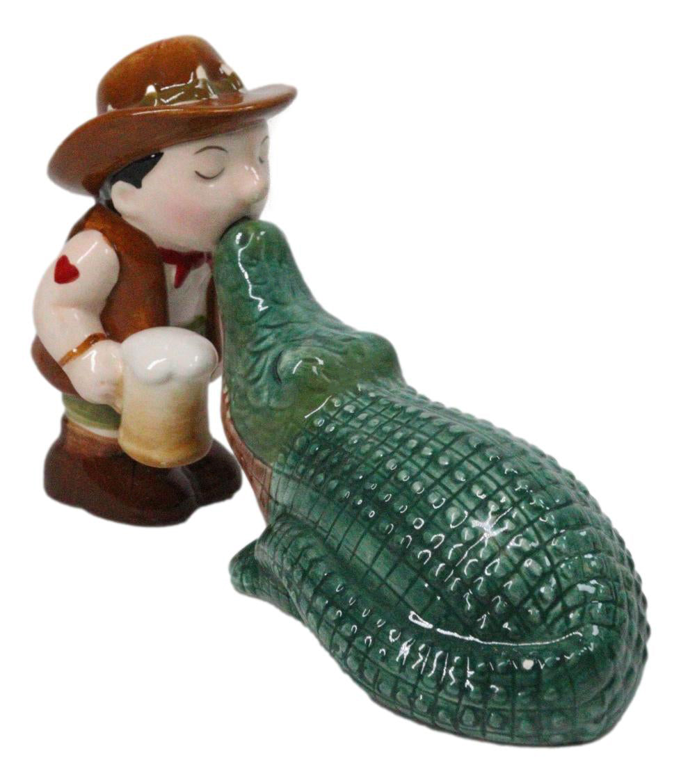 Ebros Gift Crocodile and Hunter Dundy Ceramic Salt and Pepper Shakers Set
