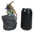 Green Purple and Gold Earth Dragon On LED Faux Geode Crystals Rock Figurine