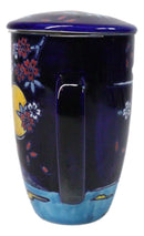 Blue Moon Fuji Mountain 15oz Porcelain Tea Mug With Lid Stainless Steel Infuser