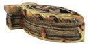 Faux Wood Jesus Fish Ichthys With Fleur De Lis Cross Decorative Trinket Box