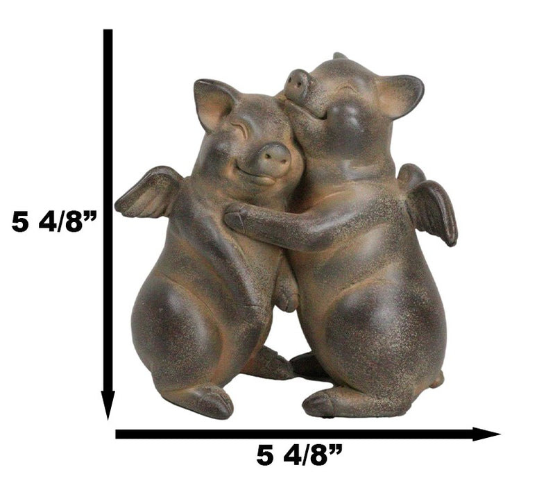 Rustic Country Hog Heavens Whimsical Angel Winged Pig Couple Dancing Figurine