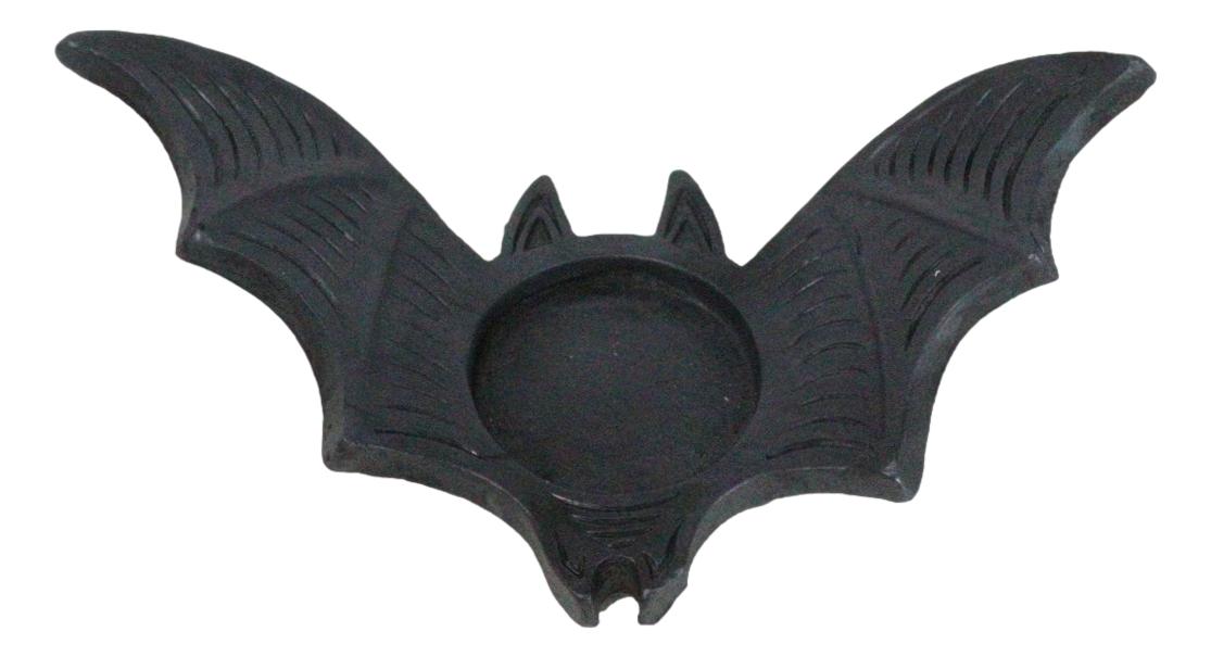 Pack Of 2 Gothic Black Cutout Winged Flying Vampire Bat Votive Candle Holders
