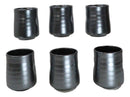 Pack Of 6 Black Tetsu Kesho Reactive Glaze Ceramic Yunomi Tea Cups 9oz