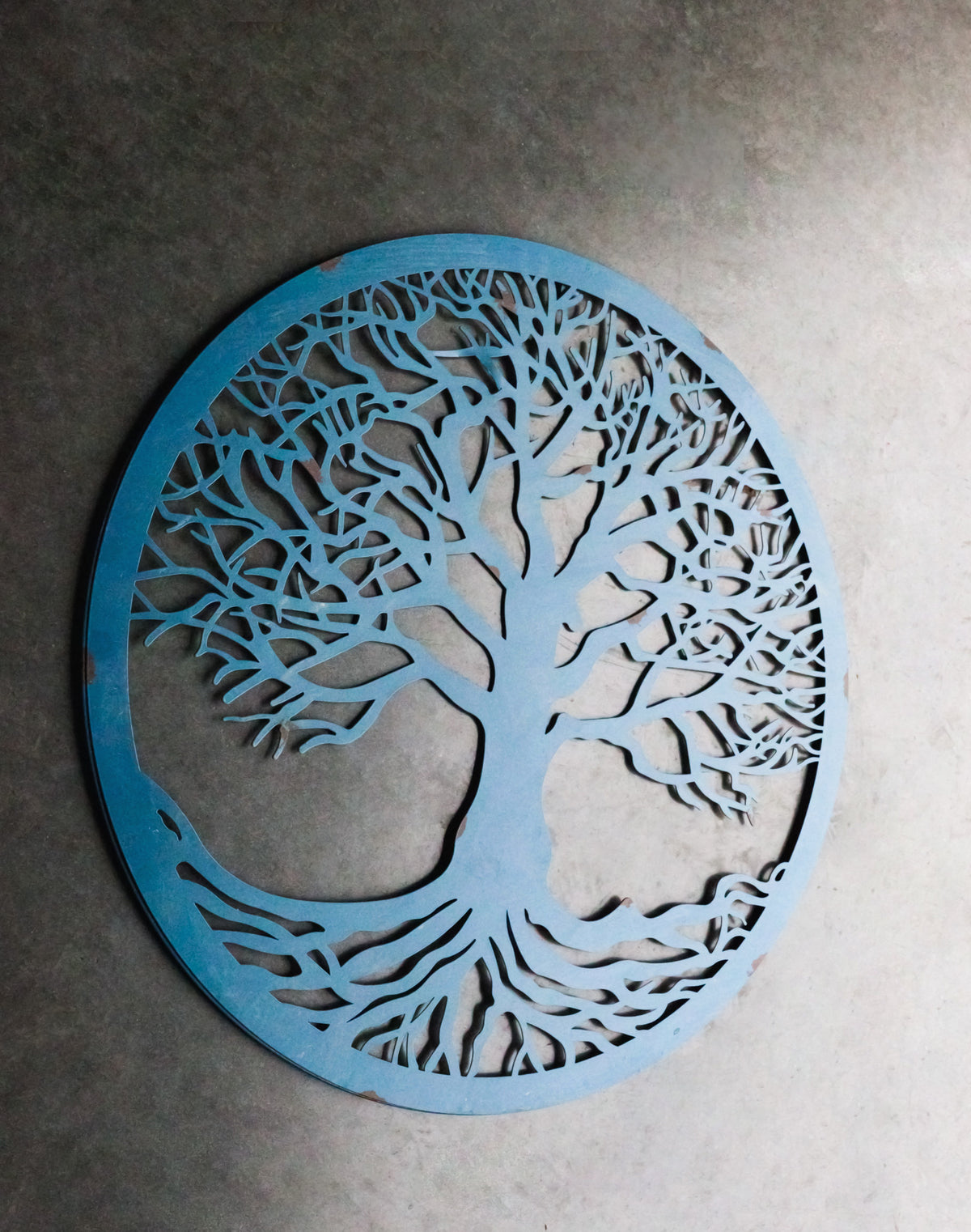 Blue 23"D Oversized Round Celtic Tree of Life Medallion Metal Wall Circle Plaque
