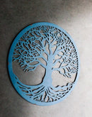 Blue 23"D Oversized Round Celtic Tree of Life Medallion Metal Wall Circle Plaque