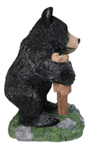 Large Whimsical Black Bear Figurine With “Do Not Feed the Bears” Sign 20"Tall
