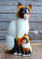 Balinese Wood Handicrafts Adorable Blue Eyed Feline Cat & Kitten Family Figurine