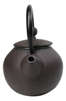 Round Dark Brown Textured Pattern Petite Cast Iron Teapot 10oz Tea Pot
