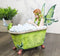Whimsical Green Fairy Bathing in Tub With Pixie Frog Figurine By Amy Brown