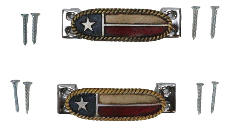 Set Of 2 Western Texas Lone Star Flag Drawer Cabinet Door Bar Pull Knobs Accent