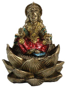 Hindu Goddess Of Fortune Lakshmi Meditating On Padma Lotus Flower Mini Figurine