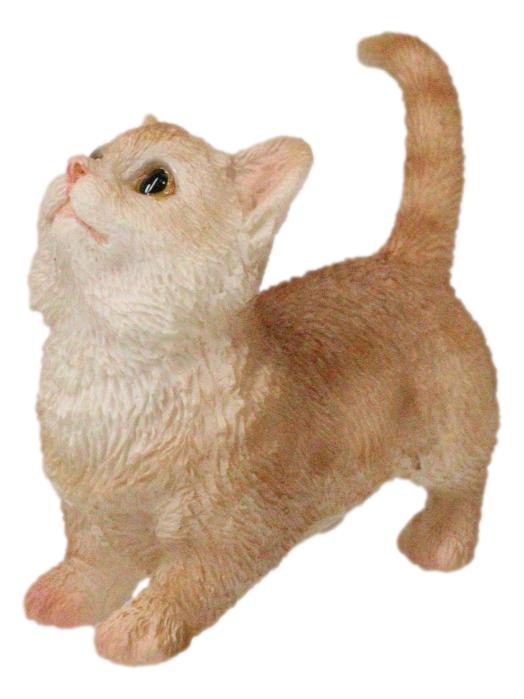 Realistic Curious Feline Orange Tabby Munchkin Cat Kitten Mini Figurine
