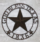 24"Dia Patriotic Western Lone Star God Bless Texas 1836 Metal Wall Circle Sign