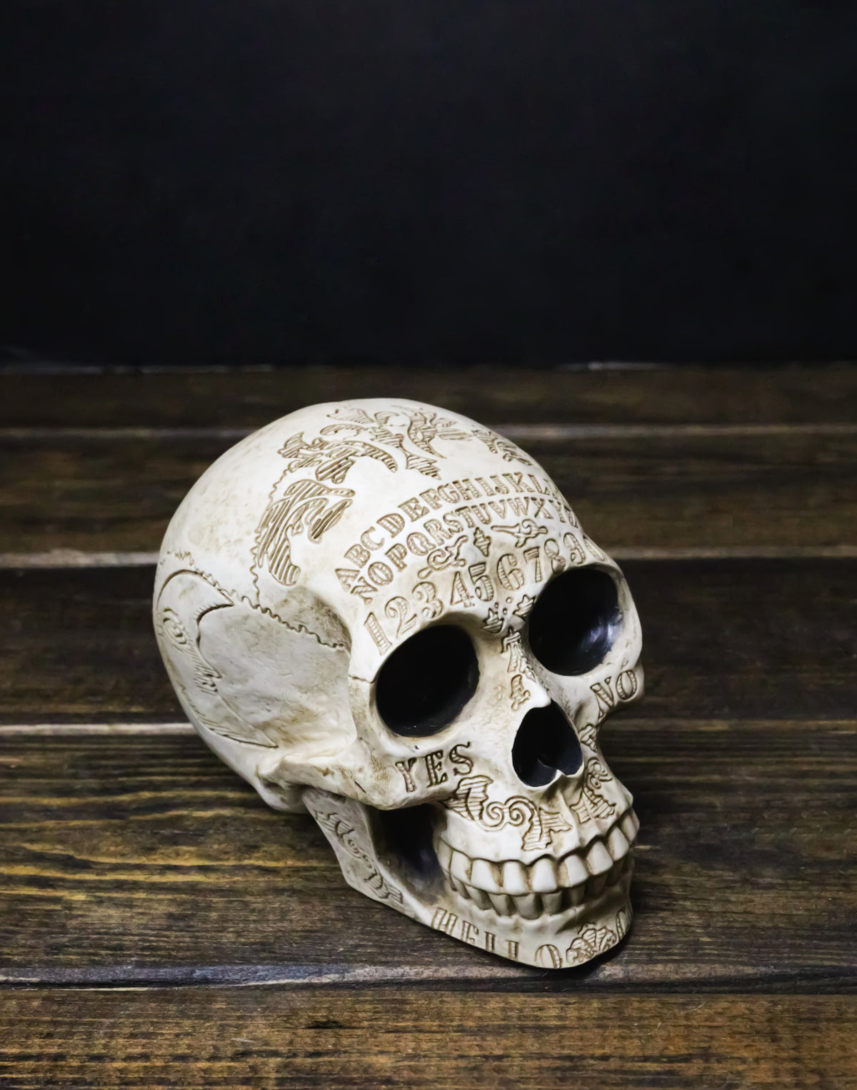Ebros Paranormal Ouija Board Engraved Skull Figurine Gothic Resin Sculpture