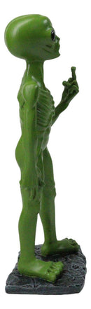 UFO Space Green ET Roswell Alien Flipping The Bird Middle Finger Figurine 7.5"H