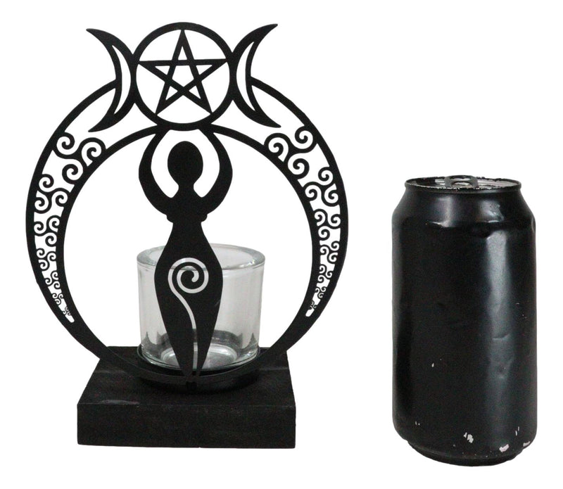 Wicca Danu Spiral Goddess Triple Moon Metal Votive Tea Light Candle Holder