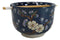 Midnight Blue Plum Blossoms Large 24Oz Donburi Ramen Bowl With Chopsticks Set