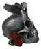 Grim Reaper Skeleton Angel Of Death Praying On Tribal Skull Red Roses Figurine