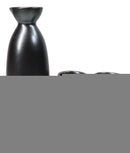 Black Iron Clay Tetsu Kesho Porcelain Sake Carafe Flask 9oz & 4 Ochoko Cups Set