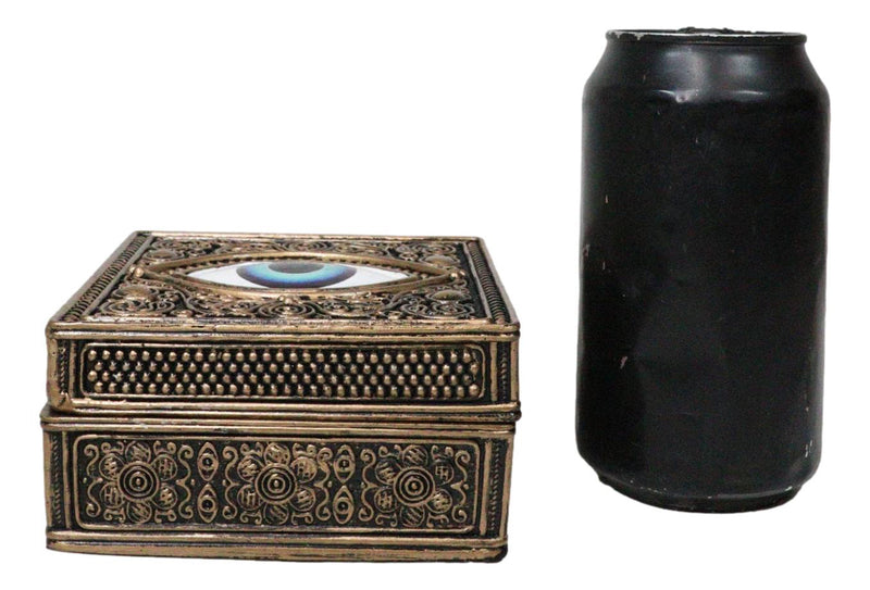 Auspicious Evil Eye Of Providence With Sacred Symbols Square Decorative Box
