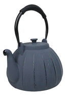 Dark Gray Wide Base Vertical Lines Design Medium Cast Iron Teapot 33oz Tea Pot