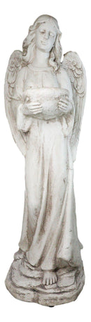Large Standing Angel of Providence With Basket Bird Bath Feeder Statue 37"H