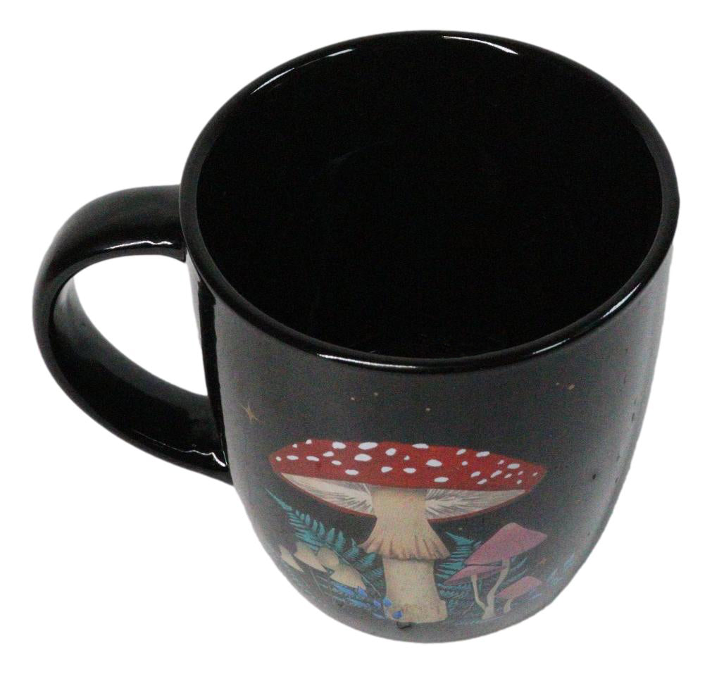 Wiccan Dark Forest Toadstool Mushroom Double Wall Ceramic Coffee Mug 13 Oz