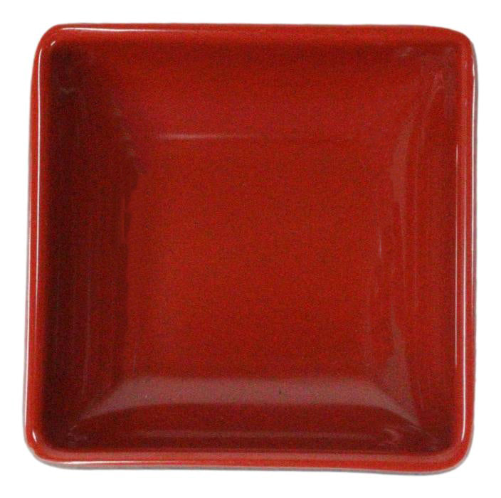 Pack Of 10 Red And Black Melamine Dipping Sauce Or Condiment Square Dishes 3"L