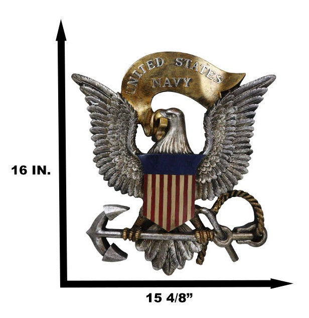 Patriotic United States Navy Bald Eagle Flag Crest Ship Anchor Wall Decor Plaque