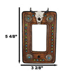 Set of 2 Western Cow Skull Turquoise Conchos Wall Single Rocker Cover Plates
