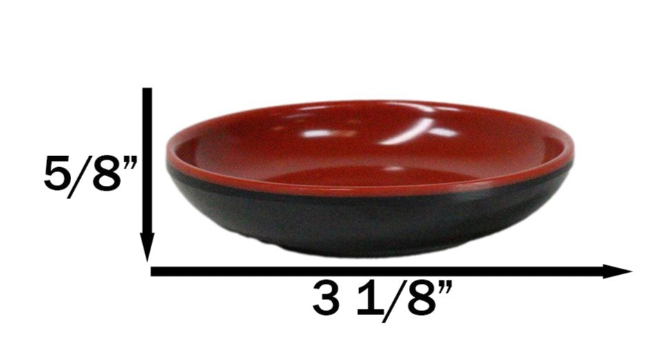 Pack Of 10 Red And Black Melamine Dipping Sauce Or Condiment Round Dishes 3"D