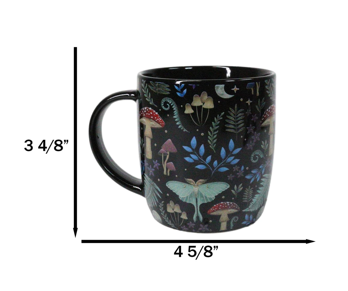 Wicca Magic Dark Forest Mushrooms And Wild Herbs Porcelain Coffee Mug Cup 12oz