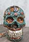 Faux Leather Turquoise Floral Scrollwork with Layered Cross Skull Money Bank