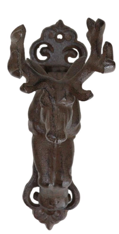 Rustic Western Forest Stag Elk Deer Head Cast Iron Door Knocker Cabin Lodge
