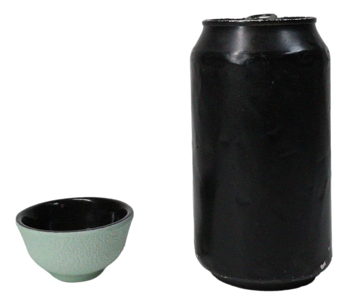 Mint Green Textured Japanese Tetsubin Style Cast Iron Mini Tea Cups Set of 4