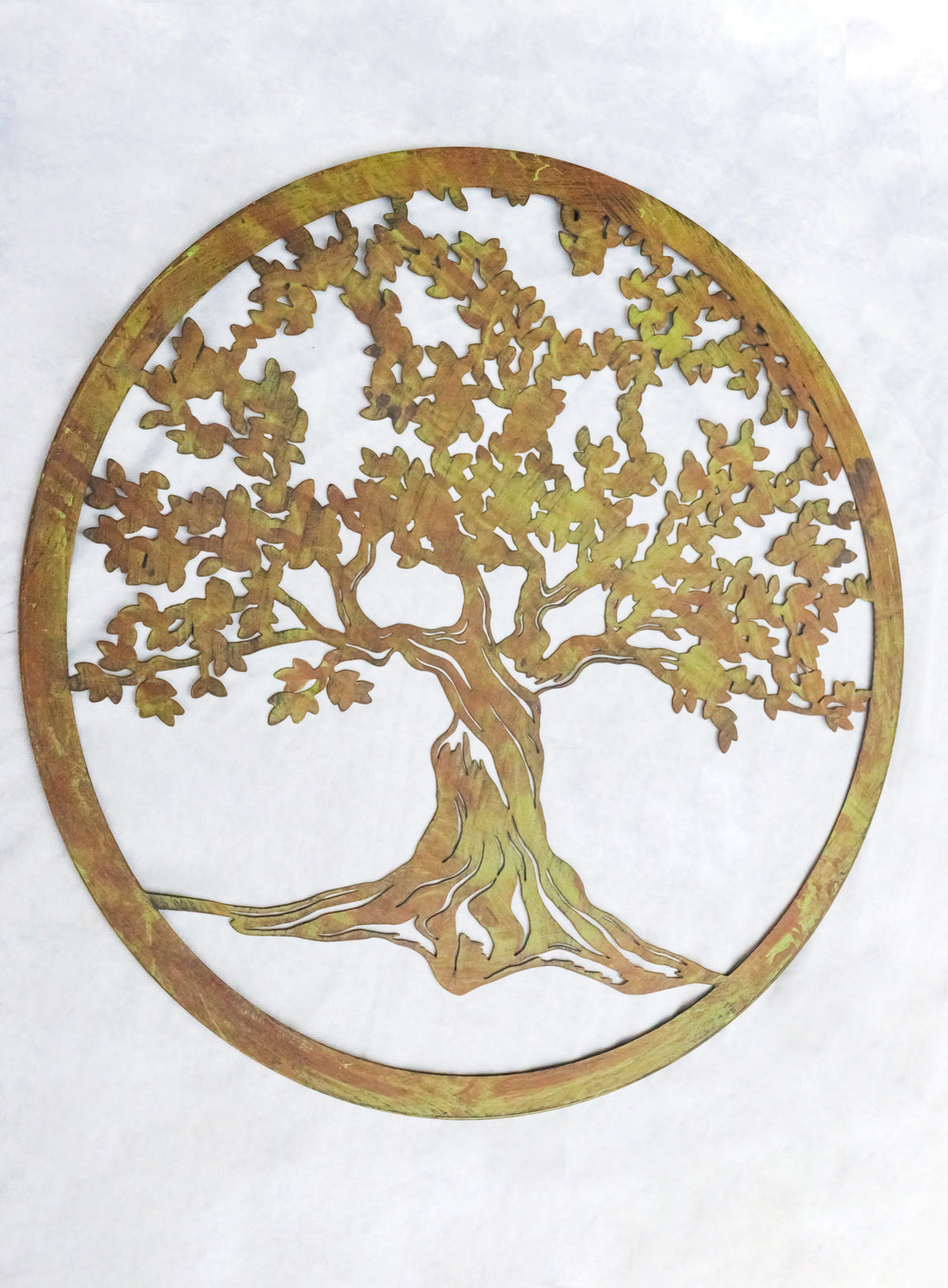 Green 24"D Oversized Celtic Tree of Life Medallion Metal Wall Circle Plaque