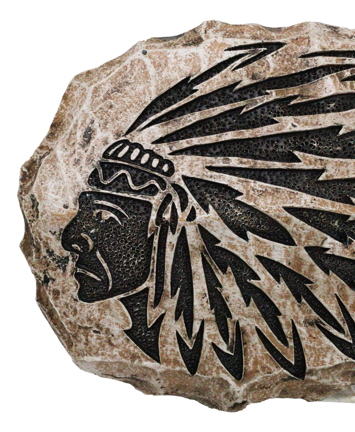 Southwestern Tribal Tattoo Indian Chief With Roach Faux Stone Arrow Wall Decor - Ebros Gift