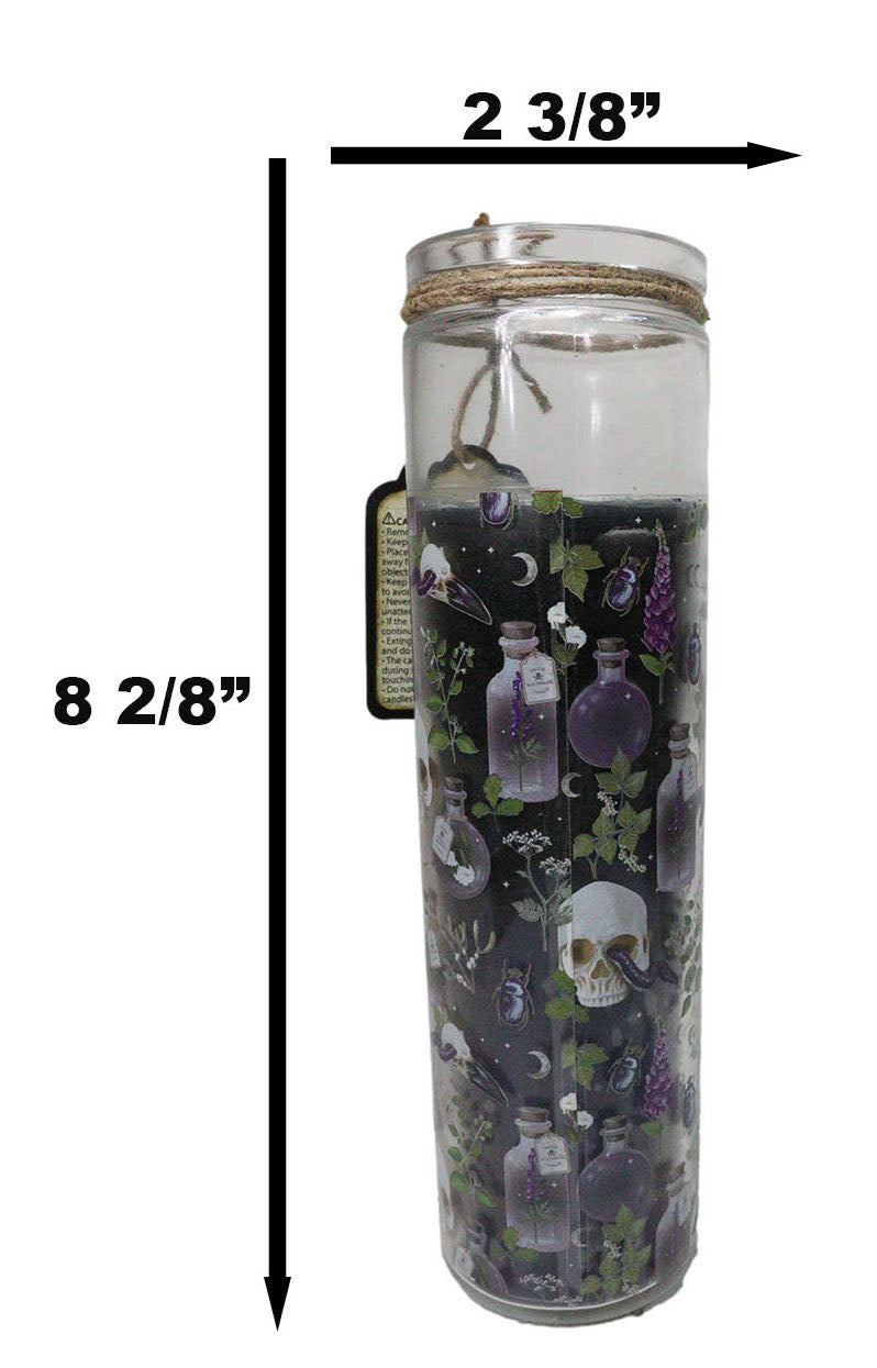 Pack of 2 Skulls and Poisonous Plants Scented Tube Candles in Glass Jars 8"H