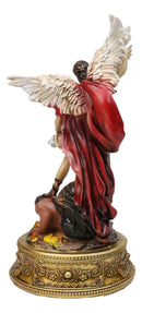 Archangel Saint Michael Trampling Satan Figurine With Rosary Drawer Box 9"H