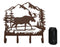 Rustic Western Moose Deer By Pine Forest Mountain 4-Peg Wooden Wall Hooks Plaque