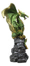 Green And Gold Scales Behemoth Dragon Perching On Ancient Rock Arch Figurine