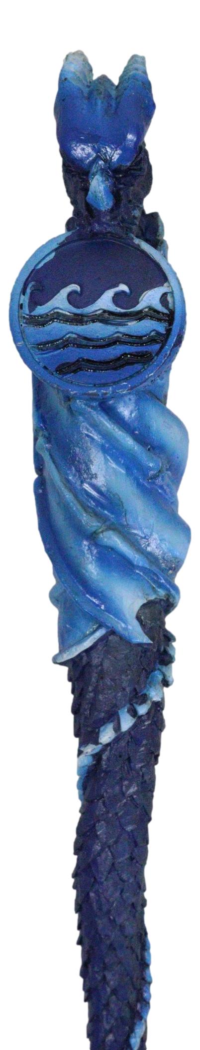 Blue Water Ocean Wave Drake Elemental Dragon Fantasy Cosplay Magic Wand 14" L - Ebros Gift