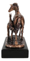 Rustic Western 2 Strolling Mare And Foal Equine Horses In Bronzed Resin Statue