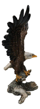 Large Bald Eagle Figurine with Outstretched Wings Taking Flight from Tree Branch